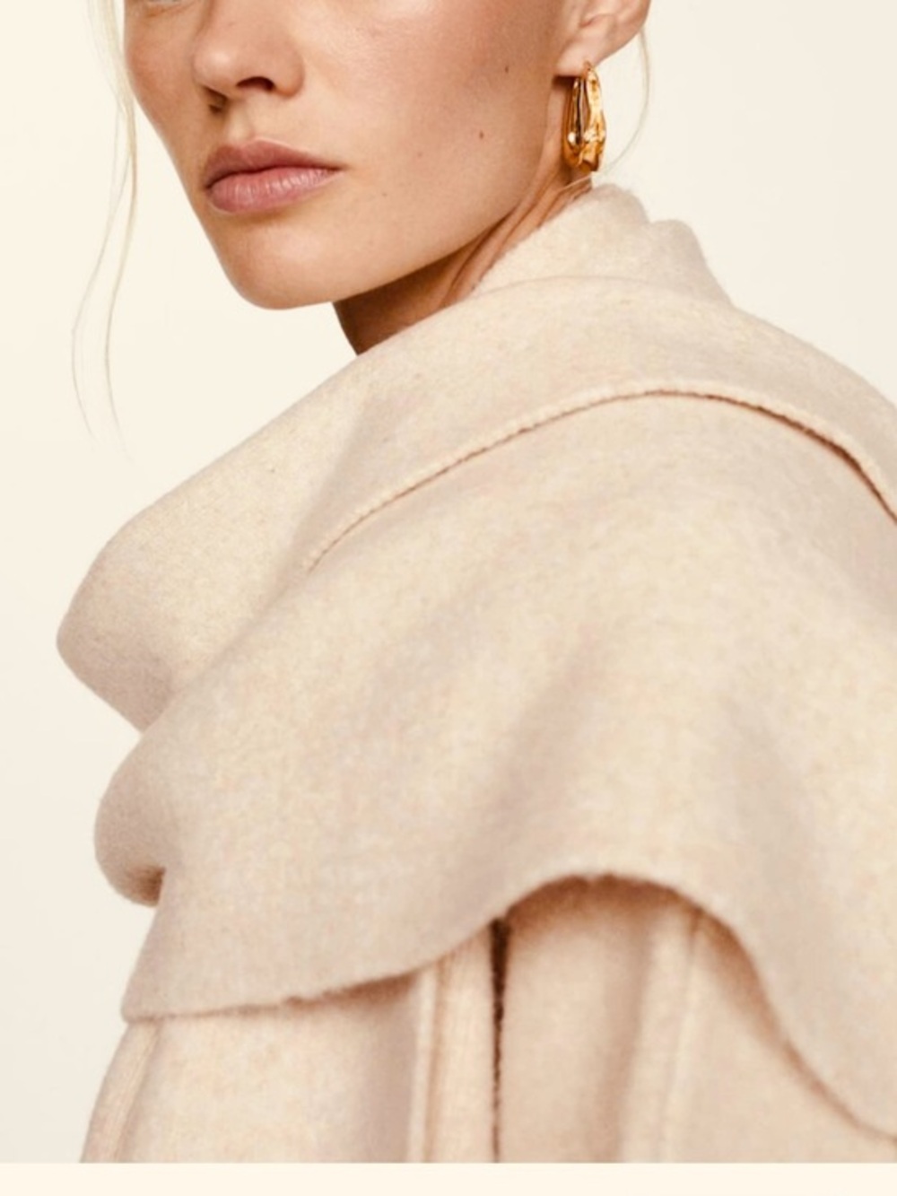 Mango Cream Asymmetric Cowl-Neck Sweater with attached scarf size M